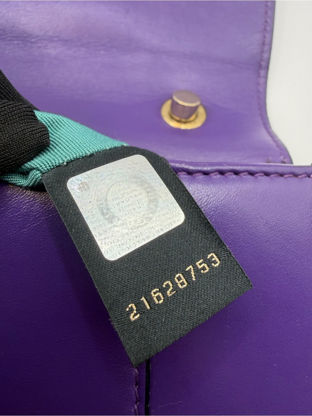 Bvlgari Purple Calfskin Serpenti Forever Crossbody Bag with Gold Chain & Mirror - Picture 10 of 16